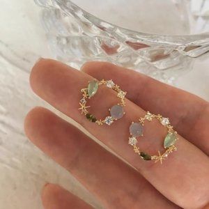Sea Star Crystal Earring Stud; Baroque Chic Earring; Circle Stud Earring; Hypoal
